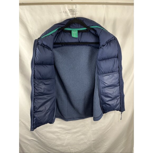 Peppermint Cycling Dark Blue & Green Puffer Down & Fleece Vest Women's Size L - Picture 9 of 13